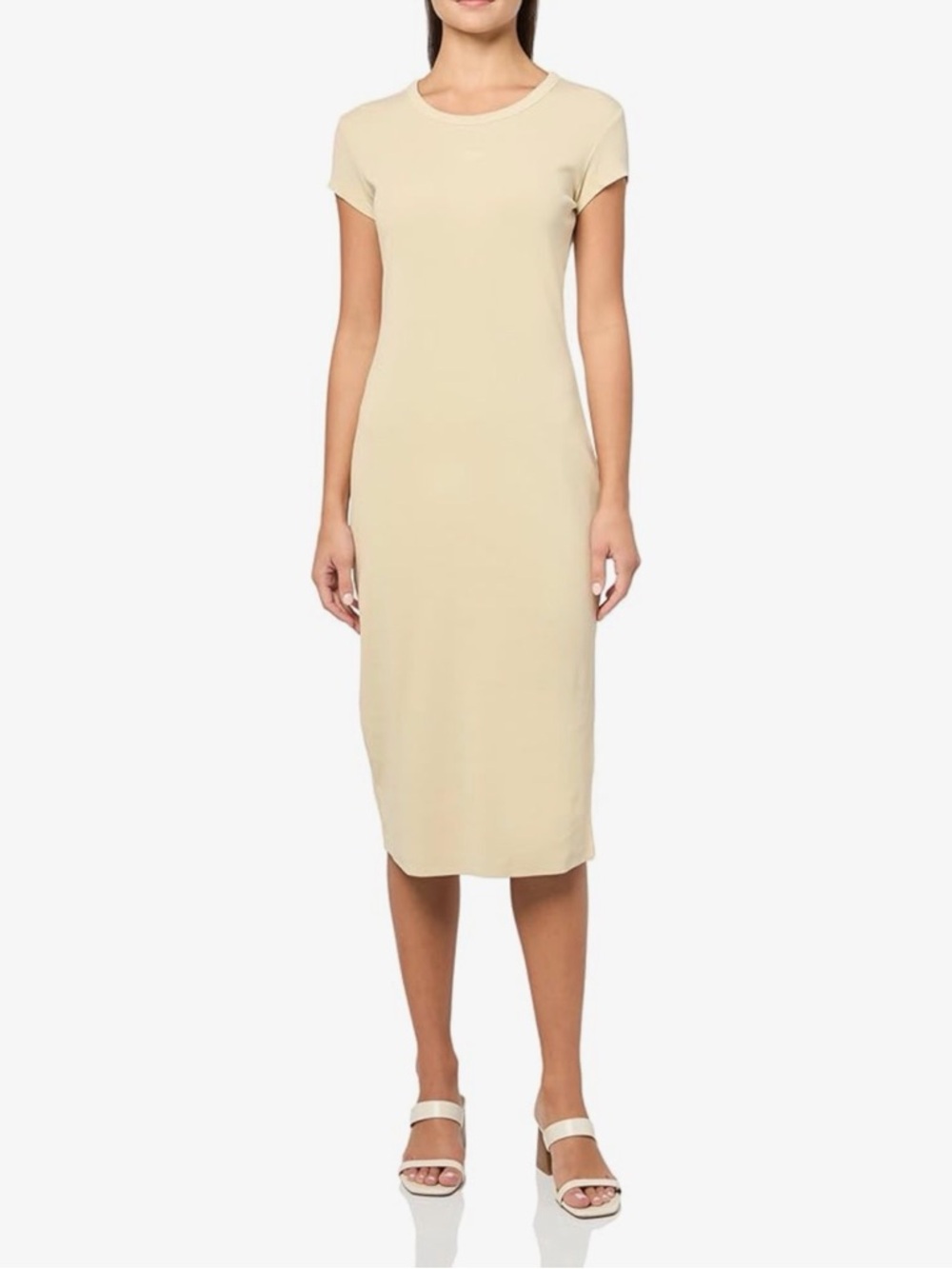 BOSS Hugo C-Elira RibbedMidi Sheath Dress Cream/Sand Size S NWT Wedding Guest